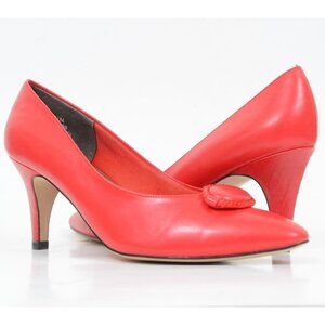 Lifestride Women's 7.5 Red Pointy Toe Classic Low Heel Pumps Office Dress Shoes